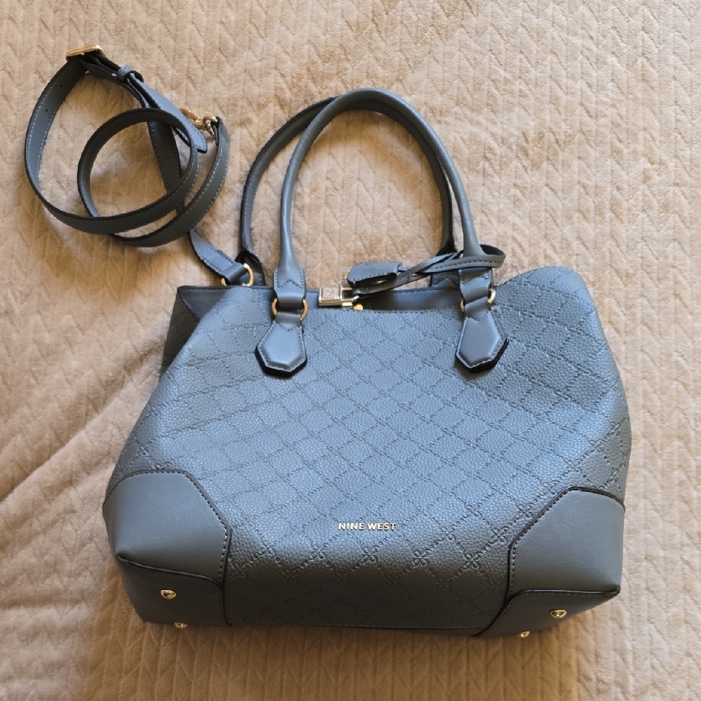 Nine West Soft Blue Quilted Satchel